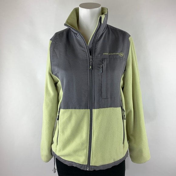 Free Country Tops - Free Country Women's Color Block Gray and Mint Green Full Zip Fleece Size Small